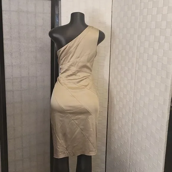 BRAND NEW CALVIN KLEIN STRETCH SILK SATIN ONE SHOULDER SHEATH DRESS - Picture 5 of 12